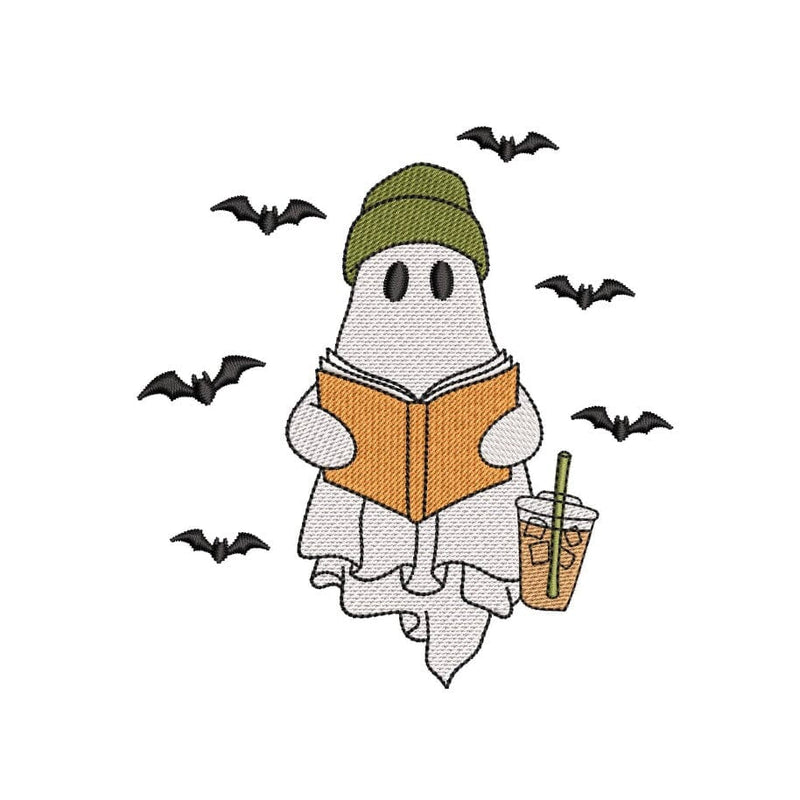 Ghost Reading Book Embroidery Design, Halloween Machine Embroidery Design, 4 sizes, Instant Download Embroidery/Applique DESIGNS Nino Nadaraia 