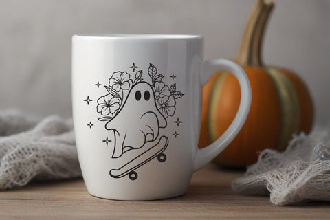 Ghost skate, flowers, ghost cute halloween SVG dadan_pm 
