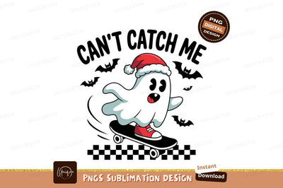 Ghost Skateboarder With Santa Hat Sublimation Png Sublimation Designangry 