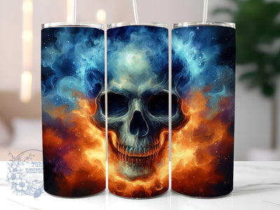 Ghost Skull 20oz Skinny Tumbler, Horror Skull Tumbler Png, Straight & Tapered Tumbler Wrap, Instant Digital Download Sublimation ToriDesigns 
