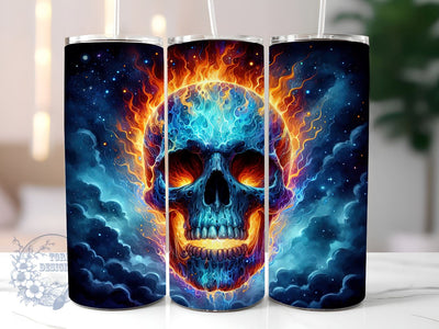 Ghost Skull 20oz Skinny Tumbler, Horror Skull Tumbler Png, Straight & Tapered Tumbler Wrap, Instant Digital Download Sublimation ToriDesigns 