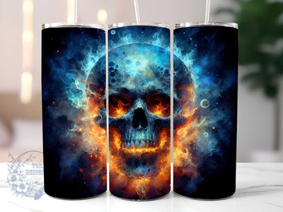 Ghost Skull 20oz Skinny Tumbler, Horror Skull Tumbler Png, Straight & Tapered Tumbler Wrap, Instant Digital Download Sublimation ToriDesigns 