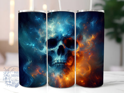 Ghost Skull 20oz Skinny Tumbler, Horror Skull Tumbler Png, Straight & Tapered Tumbler Wrap, Instant Digital Download Sublimation ToriDesigns 
