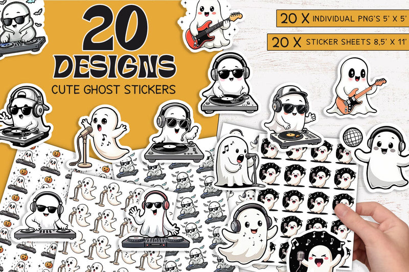 Ghost Stickers Bundle | Halloween Stickers PNG Sublimation Petunia Digital Design 