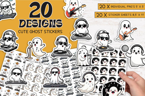 Ghost Stickers Bundle | Halloween Stickers PNG Sublimation Petunia Digital Design 