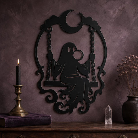 Ghost Swing Laser SVG | Halloween Ghost SVG | Spooky Moon Dxf | Plasma Cut File | CNC Metal Wall Art | Halloween Decor Svg SVG HappyDesignStudio 