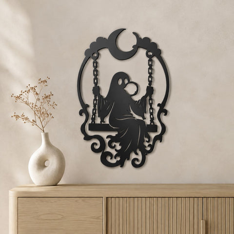 Ghost Swing Laser SVG | Halloween Ghost SVG | Spooky Moon Dxf | Plasma Cut File | CNC Metal Wall Art | Halloween Decor Svg SVG HappyDesignStudio 