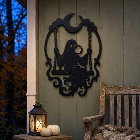 Ghost Swing Laser SVG | Halloween Ghost SVG | Spooky Moon Dxf | Plasma Cut File | CNC Metal Wall Art | Halloween Decor Svg SVG HappyDesignStudio 