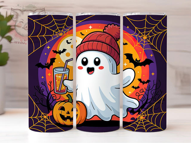 Ghost Tie Dye Halloween Tumbler Wrap, Halloween Tumbler Wrap, 20oz Sublimation, Spooky Tie Dye Cup, Cute Ghost Mug, Halloween Drinkware, Tie Dye Fall Tumbler Sublimation Lara' s Designs 