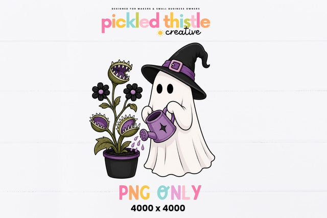 Ghost Watering Spooky Plant PNG Sublimation Pickled Thistle Creative 