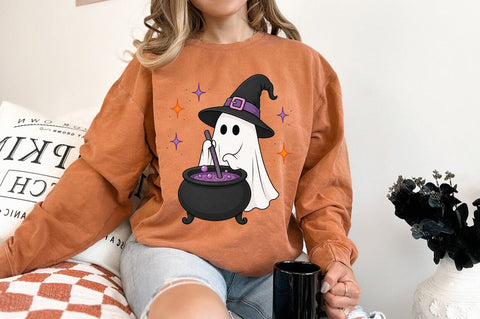 Ghost Witch PNG, Cute Halloween Ghost Sublimation Design Sublimation Pickled Thistle Creative 