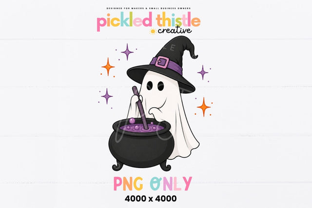 Ghost Witch PNG, Cute Halloween Ghost Sublimation Design Sublimation Pickled Thistle Creative 