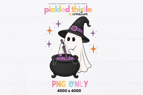 Ghost Witch PNG, Cute Halloween Ghost Sublimation Design Sublimation Pickled Thistle Creative 