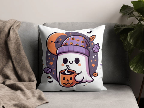 Ghost with Beanie and Pumpkin Mug Clipart Halloween Sublimation PNG Sublimation Luvleigh Digitals 
