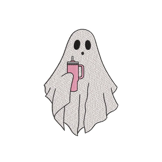 Ghost with cup Embroidery Design, Halloween Embroidery Design, 3 sizes, Instant Download Embroidery/Applique DESIGNS Nino Nadaraia 