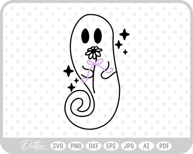 Ghost With Flowers Halloween SVG DottieDigitals 