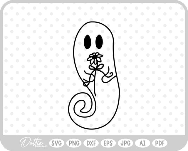 Ghost With Flowers Halloween SVG DottieDigitals 