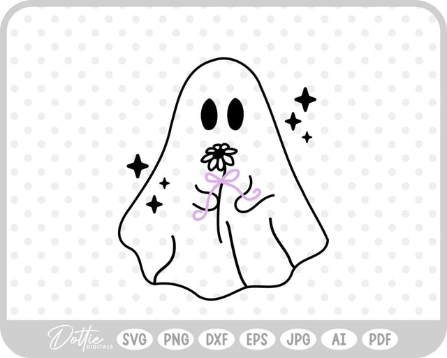 Ghost With Flowers Halloween SVG DottieDigitals 