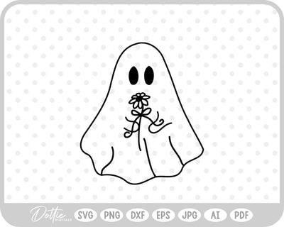 Ghost With Flowers Halloween SVG DottieDigitals 