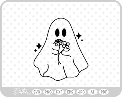 Ghost With Flowers Halloween SVG DottieDigitals 