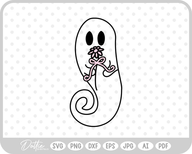 Ghost With Flowers Halloween SVG DottieDigitals 