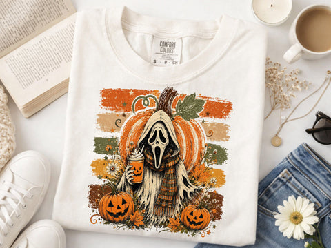 Ghostface Fall Coffee Png, Halloween Latte Shirt Design, Autumn Spooky Season Sublimation, Spooky Pumpkin Coffee PNG SVG DesignDestine 