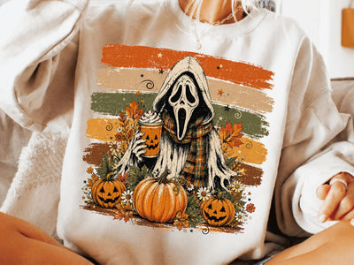Ghostface Fall Coffee Png, Halloween Latte Shirt Design, Autumn Spooky Season Sublimation, Spooky Pumpkin Coffee PNG SVG DesignDestine 