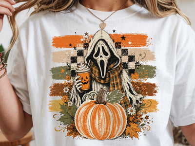 Ghostface Fall Coffee Png, Halloween Latte Shirt Design, Autumn Spooky Season Sublimation, Spooky Pumpkin Coffee PNG SVG DesignDestine 
