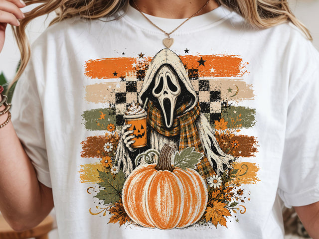 Ghostface Fall Coffee Png, Halloween Latte Shirt Design, Autumn Spooky Season Sublimation, Spooky Pumpkin Coffee PNG SVG DesignDestine 