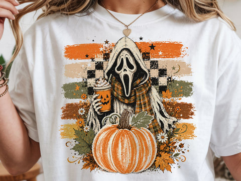 Ghostface Fall Coffee Png, Halloween Latte Shirt Design, Autumn Spooky Season Sublimation, Spooky Pumpkin Coffee PNG SVG DesignDestine 