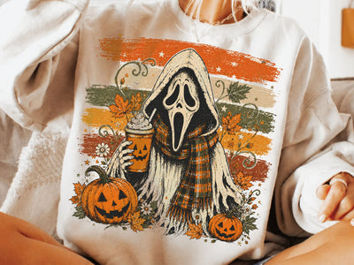 Ghostface Fall Coffee Png, Halloween Latte Shirt Design, Autumn Spooky Season Sublimation, Spooky Pumpkin Coffee PNG SVG DesignDestine 