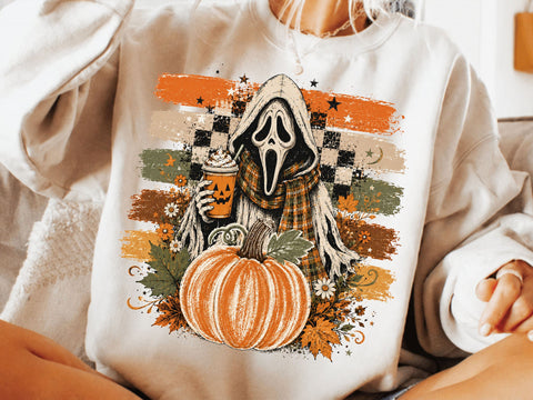 Ghostface Fall Coffee Png, Halloween Latte Shirt Design, Autumn Spooky Season Sublimation, Spooky Pumpkin Coffee PNG SVG DesignDestine 