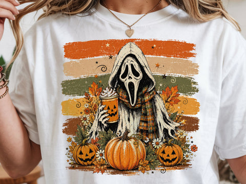 Ghostface Fall Coffee Png, Halloween Latte Shirt Design, Autumn Spooky Season Sublimation, Spooky Pumpkin Coffee PNG SVG DesignDestine 
