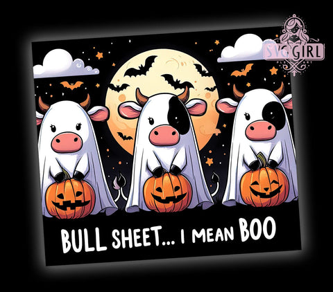 Ghostly Design Tumbler, Bull Sheet Halloween, 20 oz Tumbler Wrap, Halloween Sublimation, Spooky Tumbler Design, PNG File for Tumbler, Halloween Decor, Funny Halloween Mug Sublimation SvggirlplusArt 