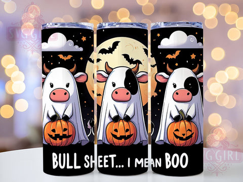 Ghostly Design Tumbler, Bull Sheet Halloween, 20 oz Tumbler Wrap, Halloween Sublimation, Spooky Tumbler Design, PNG File for Tumbler, Halloween Decor, Funny Halloween Mug Sublimation SvggirlplusArt 