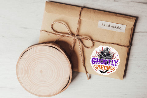 Ghostly greetings Stickers Design Sublimation Regulrcrative 