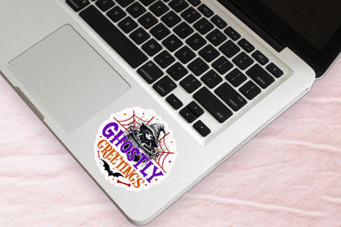 Ghostly greetings Stickers Design Sublimation Regulrcrative 