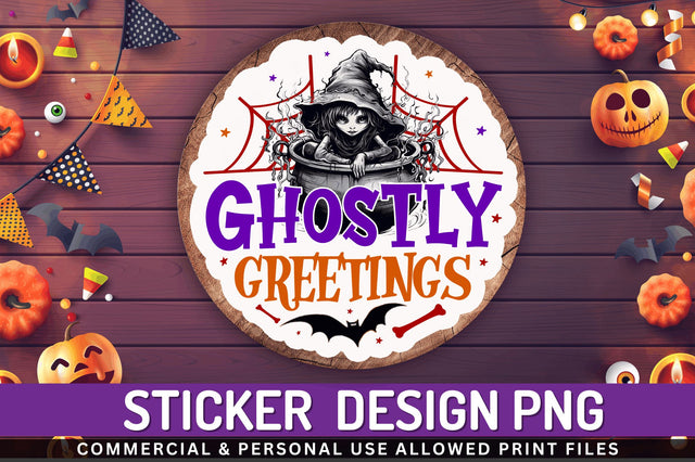 Ghostly greetings Stickers Design Sublimation Regulrcrative 