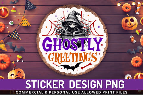 Ghostly greetings Stickers Design Sublimation Regulrcrative 