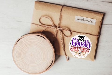 Ghostly greetings Stickers Design Sublimation Regulrcrative 