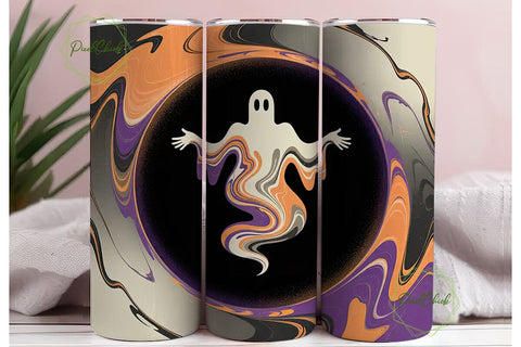 Ghostly Halloween 20oz Tumbler Wrap Sublimation PixelChick 