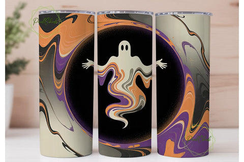 Ghostly Halloween 20oz Tumbler Wrap Sublimation PixelChick 