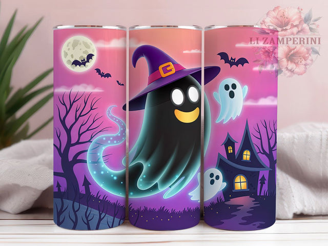 Ghostly Spooky Haunted Night Halloween Tumbler, Spooky Ghost Wrap, Haunted Night Cup, 20Oz Sublimation Design, Creepy Cute Drinkware, Fall Ghost Mug, Gothic Halloween Tumbler Sublimation Li Zamperini 
