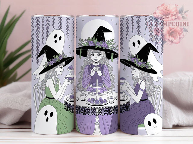 Ghostly Spooky Haunted Tea Party Tumbler, Spooky Ghost Wrap, Haunted Tea Cup, 20Oz Sublimation Design, Gothic Halloween Drinkware, Creepy Cute Mug, Paranormal Tea Tumbler Sublimation Li Zamperini 