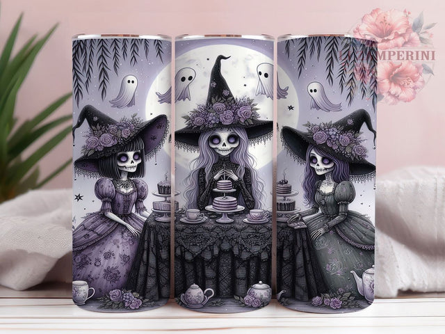 Ghostly Spooky Haunted Tea Party Tumbler, Spooky Ghost Wrap, Haunted Tea Cup, 20Oz Sublimation Design, Gothic Halloween Drinkware, Creepy Cute Mug, Paranormal Tea Tumbler Sublimation Li Zamperini 
