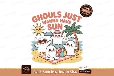 Ghosts enjoying summer beach vacation image Sublimation Designangry 