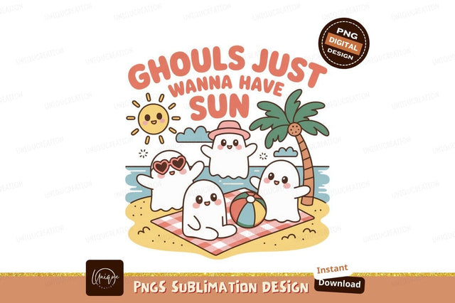 Ghosts enjoying summer beach vacation image Sublimation Designangry 