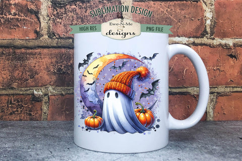 Ghosts in Knit Hats Sublimation Designs | Halloween PNG Sublimation Ewe-N-Me Designs 