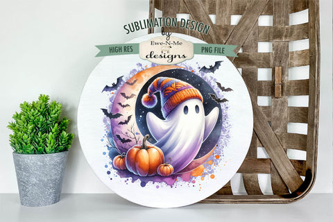 Ghosts in Knit Hats Sublimation Designs | Halloween PNG Sublimation Ewe-N-Me Designs 