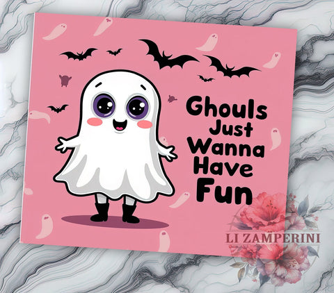 Ghouls Just Wanna Have Fun 20 oz Skinny Tumbler Sublimation Design, Straight & Tapered Tumbler Png, Spooky Halloween Tumbler Png, Digital Download PNG Sublimation Li Zamperini 